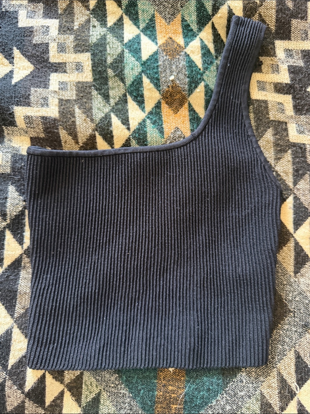 Quince Black One-Shoulder Ribbed Sweater Tank